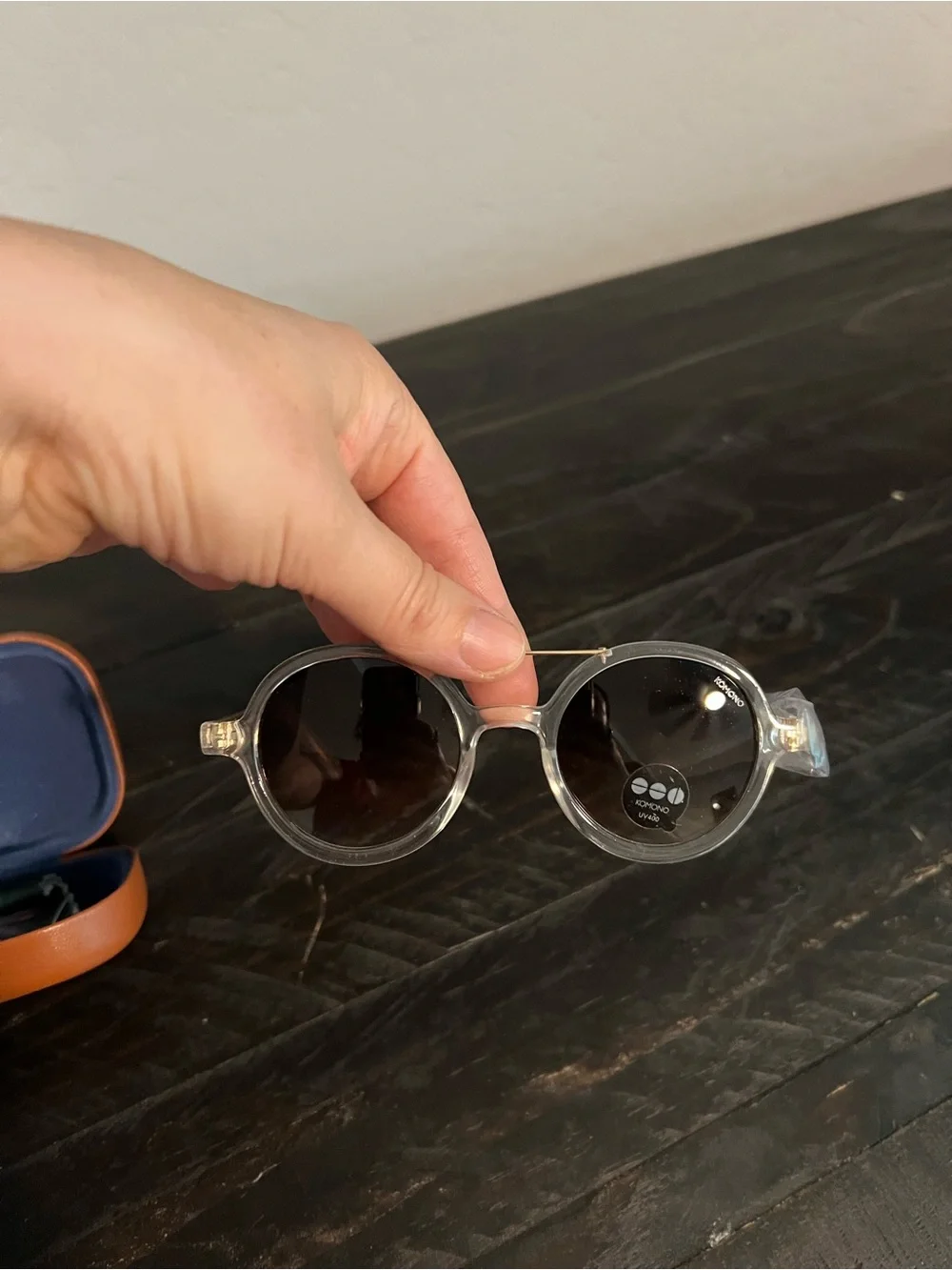 Anthropologie Komono Clear Frame Sunglasses with Brown Lenses and Tan/Brown Case